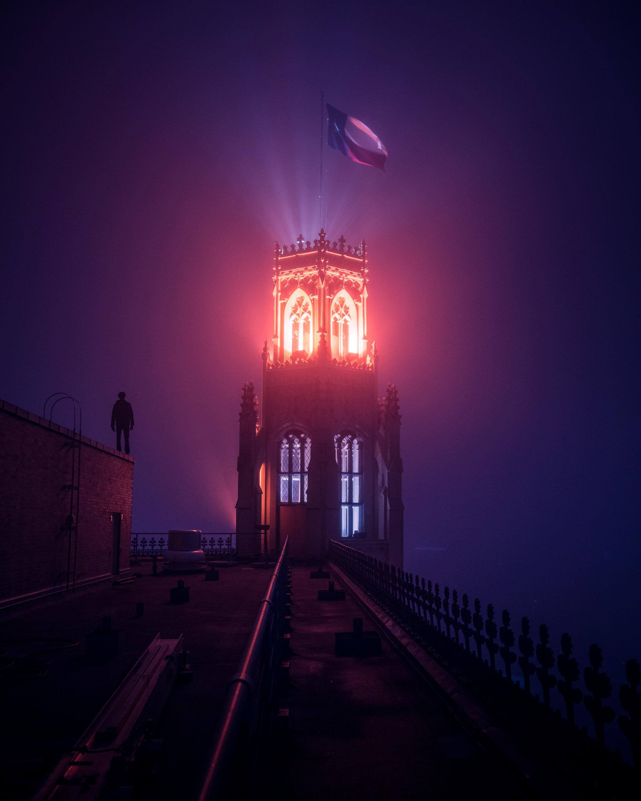 Above a "haunted" hotel in San Antonio