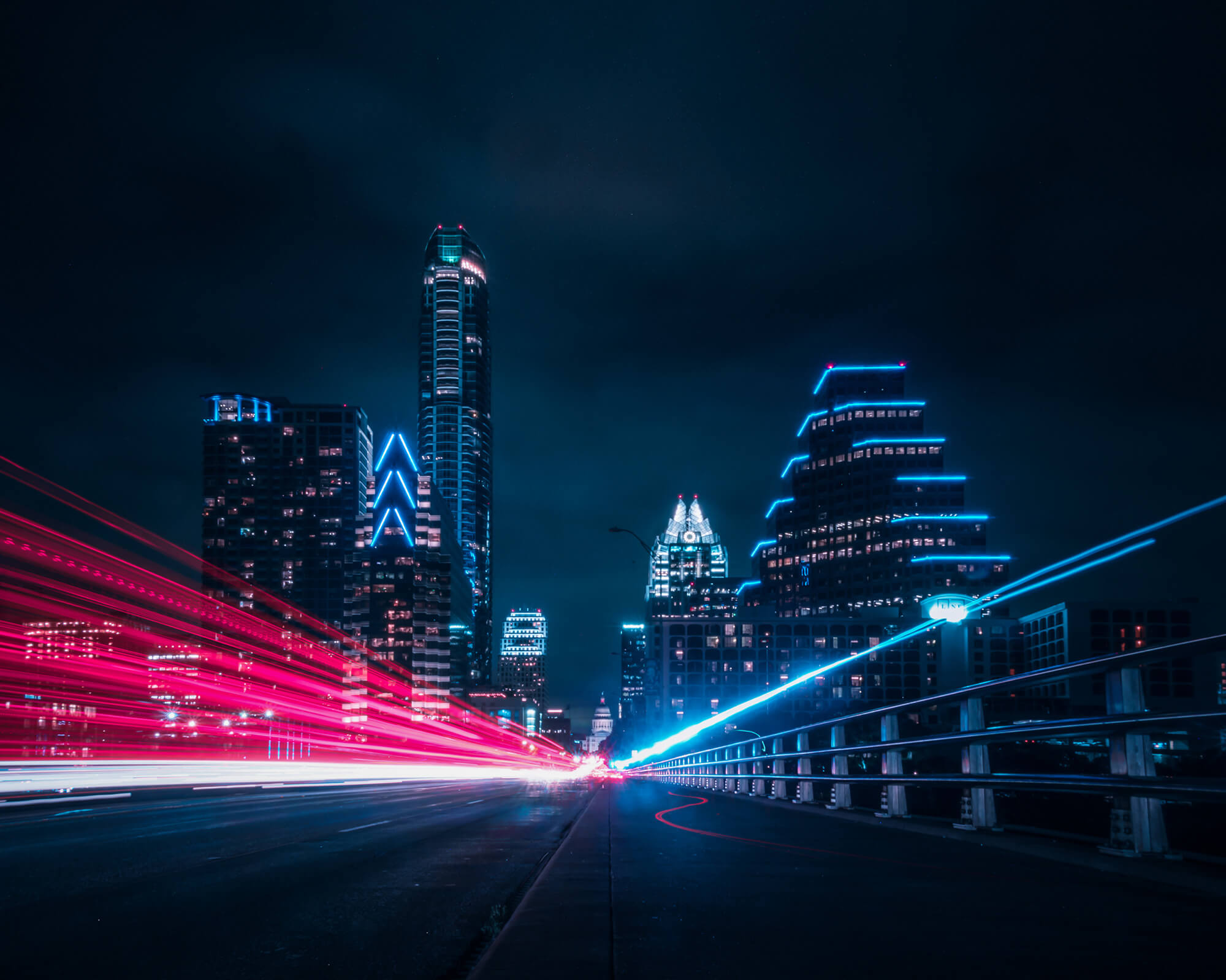 Light trails on Congress Ave