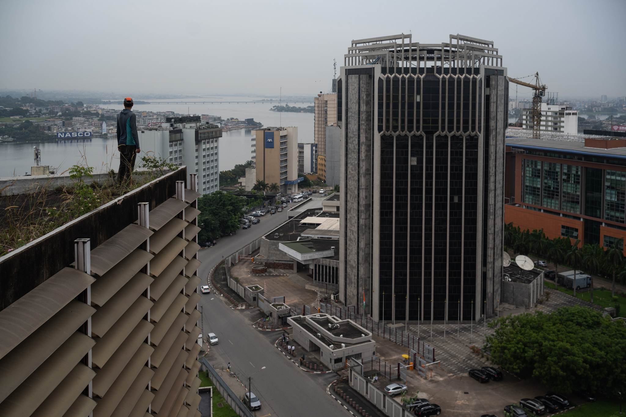 On the roof overlooking the city