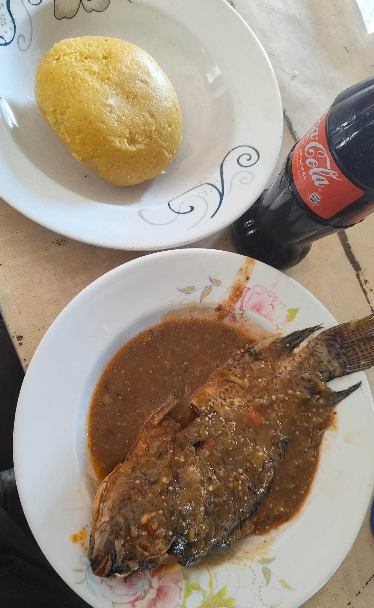 Plantain fufu with fish, quite good