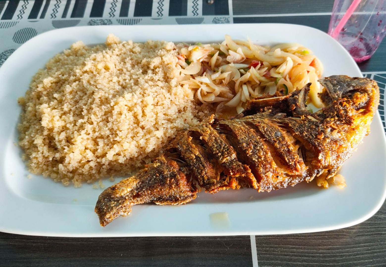 Reached Nouakchott and had a good meal–fish and attieke