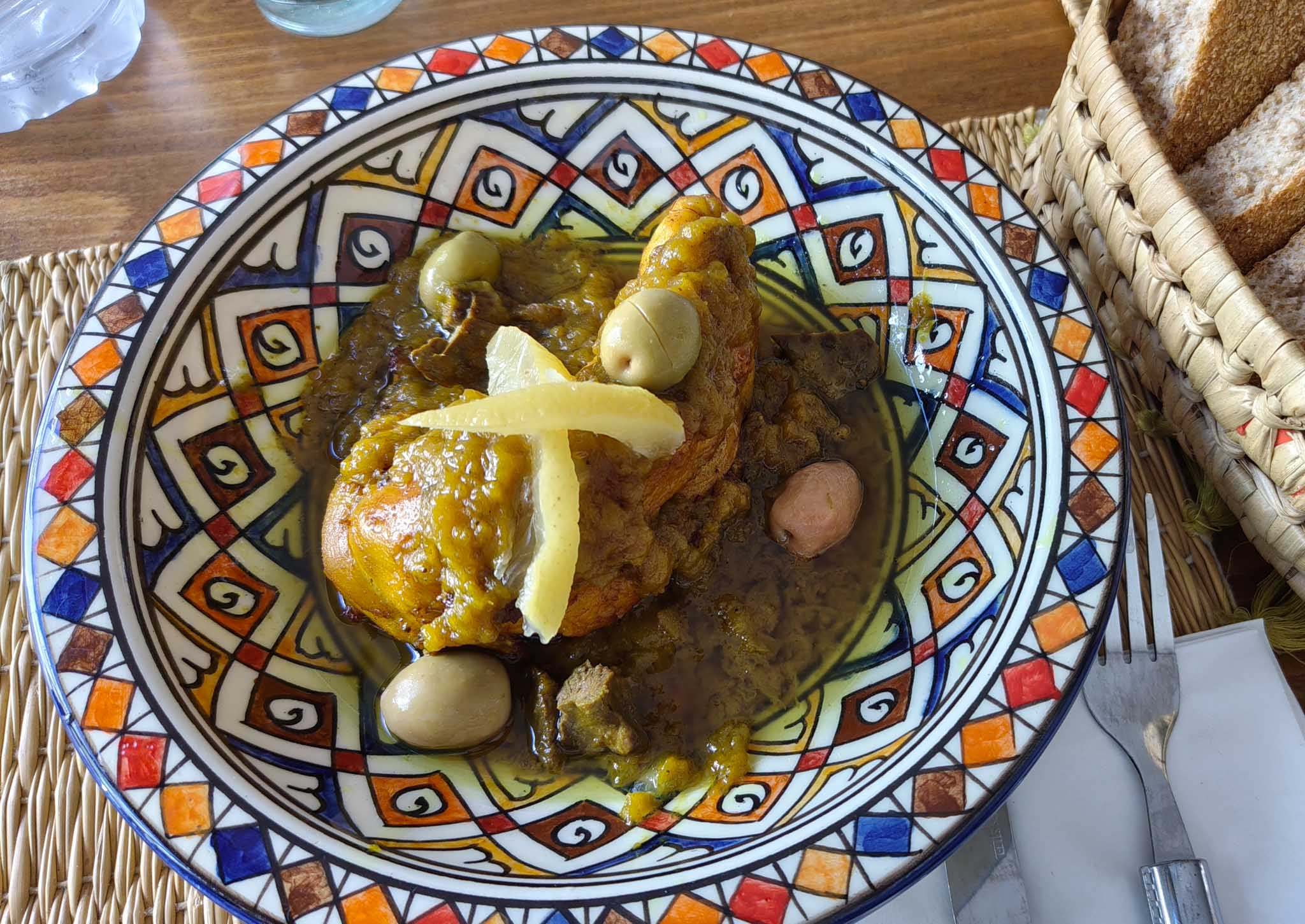 Sometimes I just pointed at what someone else was eating that looked good and ordered that. I think this was called Djaj M'hammer, chicken and spices