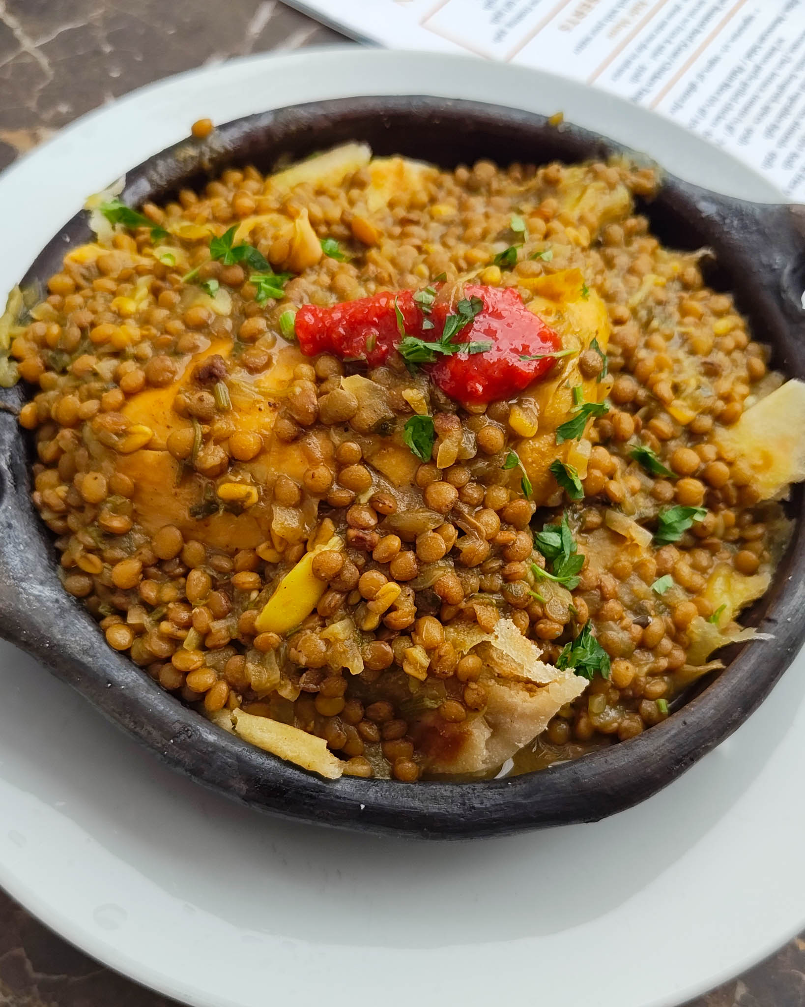 A dish called Rfissa, made with shredded bread, lentils, chicken, and spices. This was honestly one of my favorite dishes in Morocco. It's not a dish commonly served at restaurants so it was hard to find