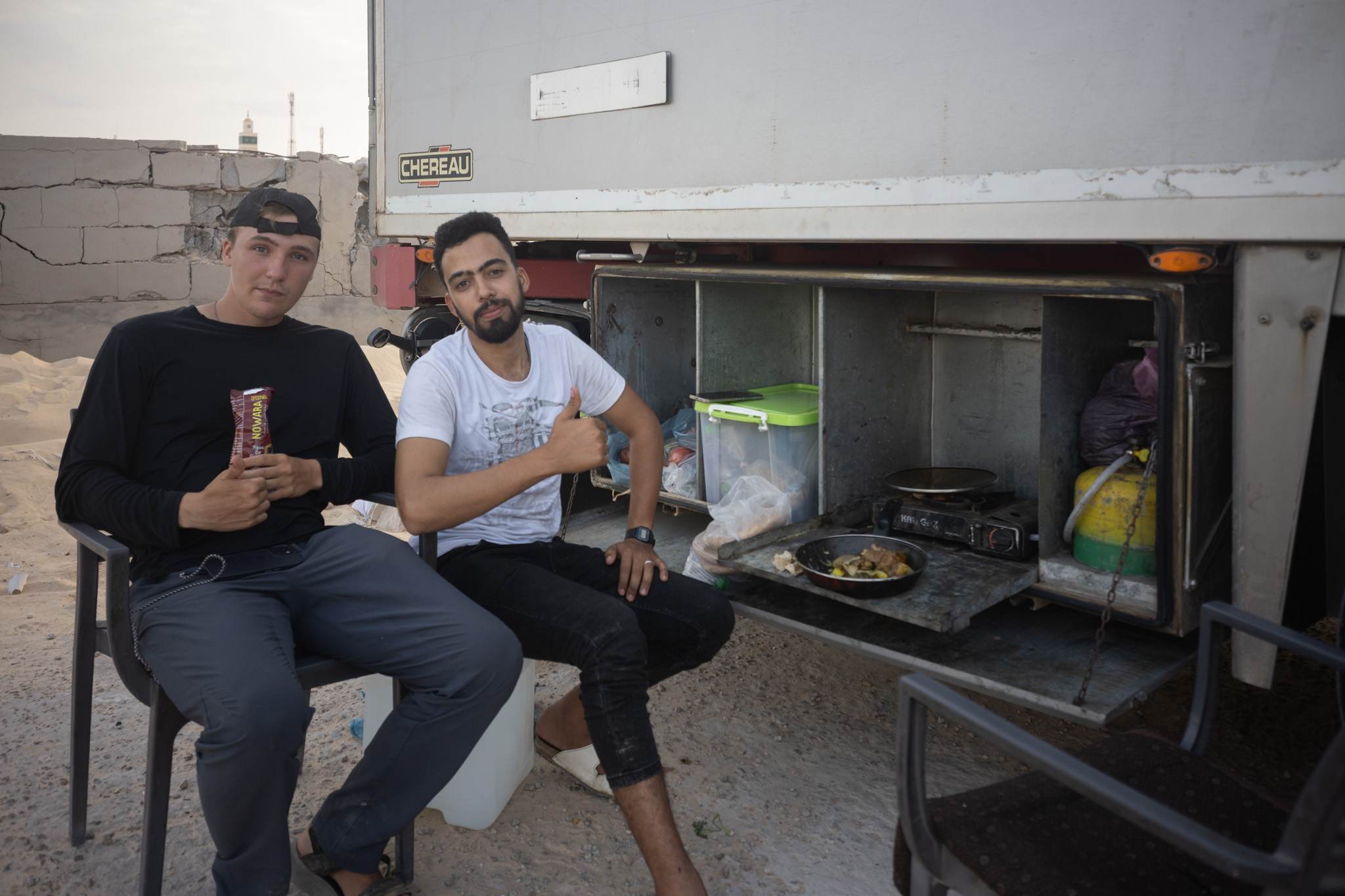 I made a friend from Czech Republic who was hitchhiking to Mauritania, and we had a meal with a bus driver at the border with Mauritania