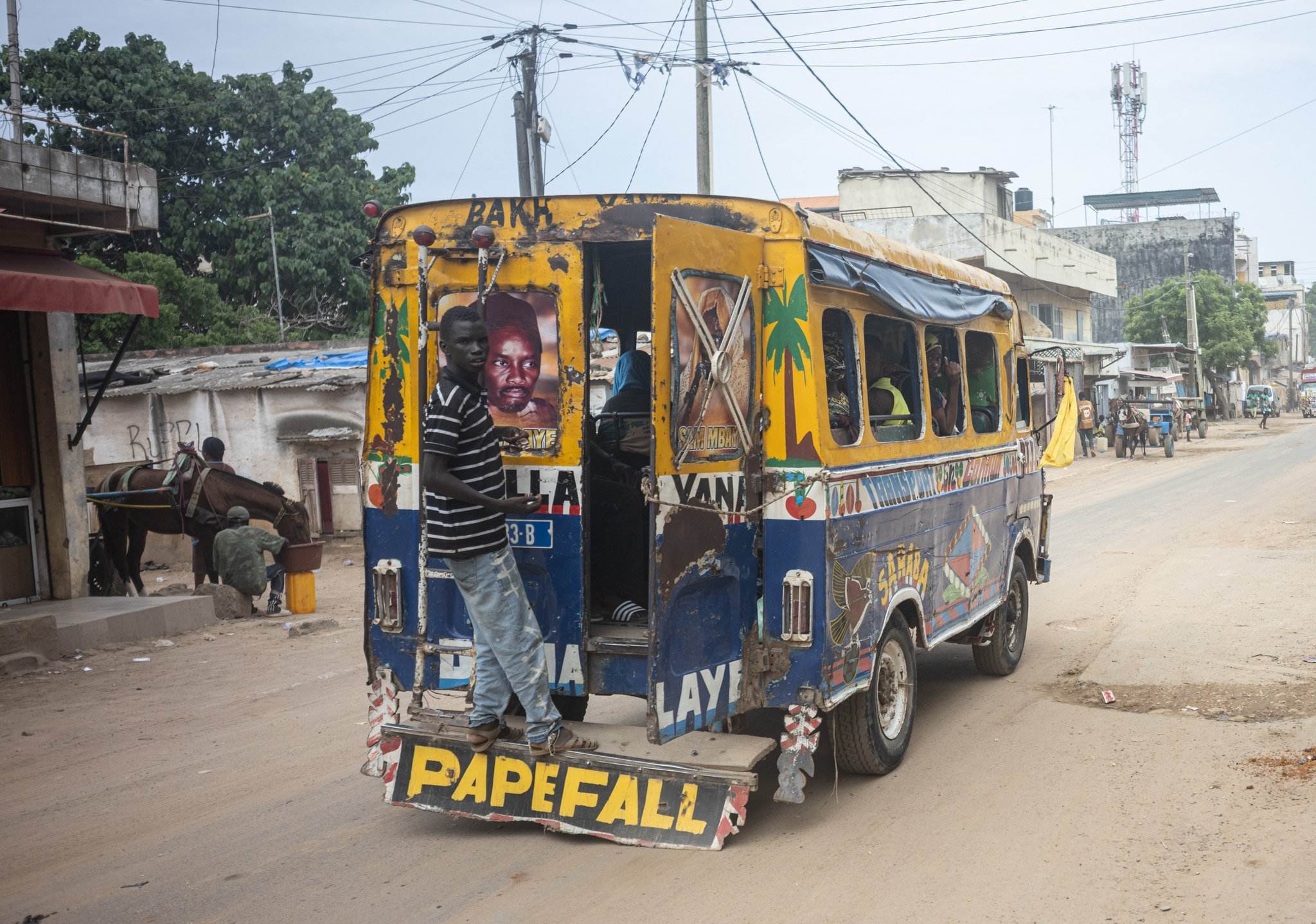 Colorful iconic buses of Dakar
